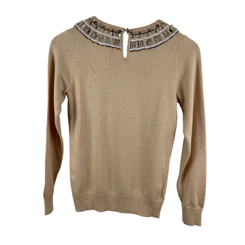 Boden Women's 4 Cashmere Blend Jeweled Neckline NWT Knit Bedazzled Glam Sweater - Picture 8 of 14